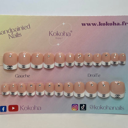 Fast Nails F016 French Élégante avec Strass – Kokoha