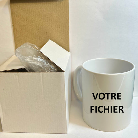 Mug Personnalisable 325ml en Céramique – Tasse Blanche Haute Qualité | Résistant Lave-vaisselle et Micro-ondes