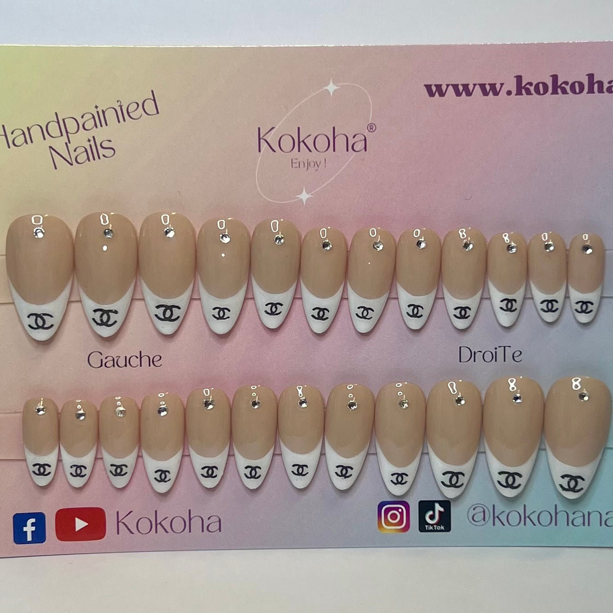 Fast Nails F016 French Élégante avec Strass – Kokoha