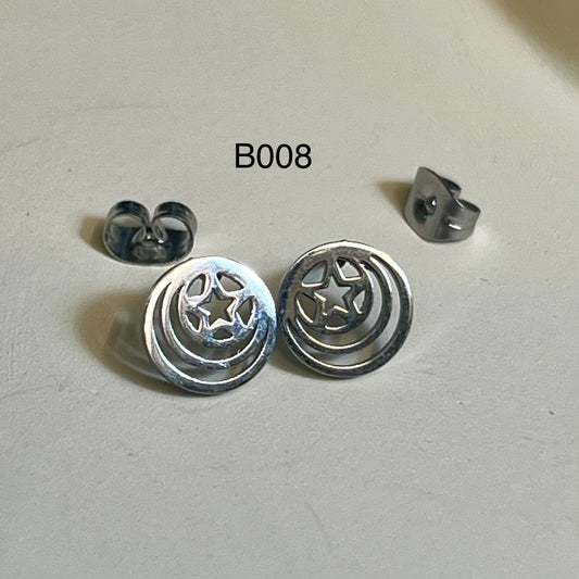Boucles d’Oreilles en Acier Inoxydable B008 – Doré ou Argenté | Hypoallergéniques et Résistantes à l’Eau