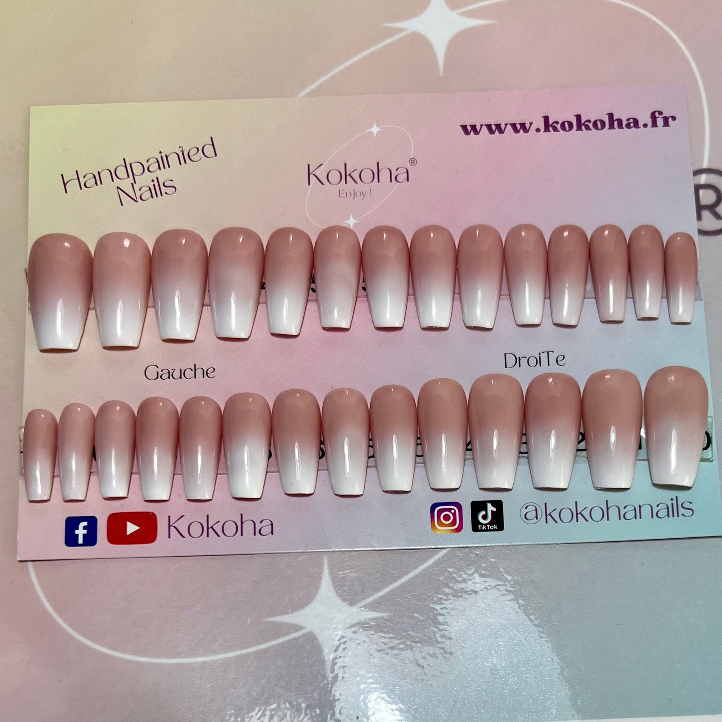 Kit Press On Nails Fast nails F003 Baby boomer brillant – Ongles parfaits en quelques minutes !