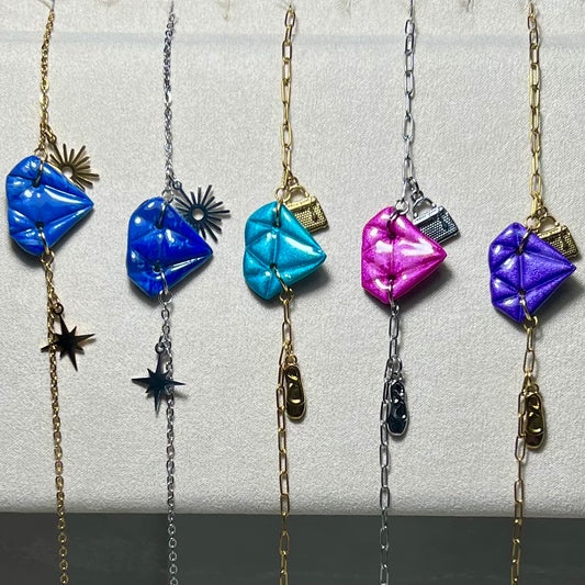 Bracelet Diams  – acier inoxydable et pâte polymère – Diamant marbré ou métallisé avec charms uniques