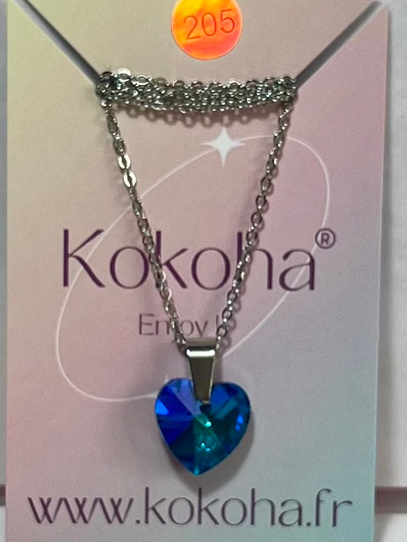 Collier Élégance cœur Cristal en Acier Inoxydable