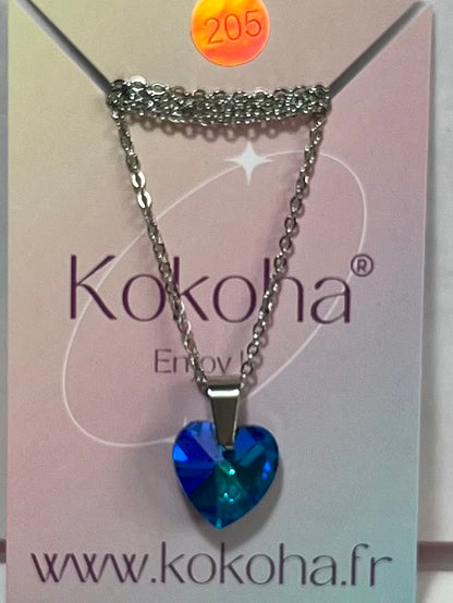 Collier Élégance cœur Cristal en Acier Inoxydable
