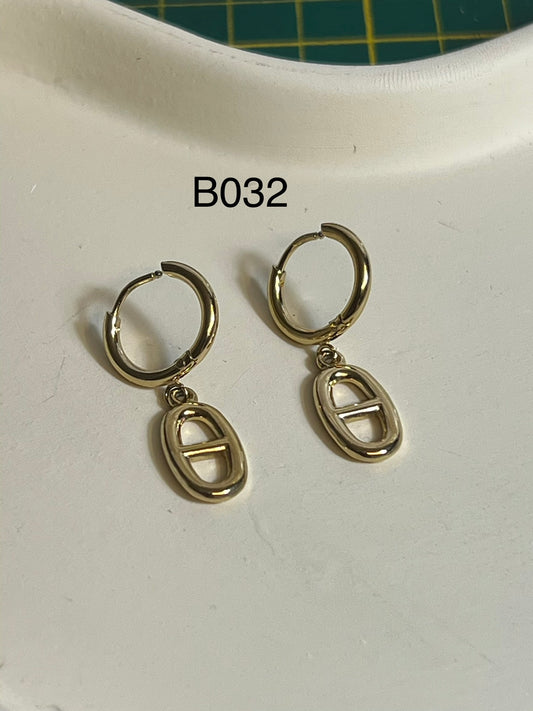 Boucles d’Oreilles en Acier Inoxydable B032 – Doré ou Argenté | Hypoallergéniques et Résistantes à l’Eau