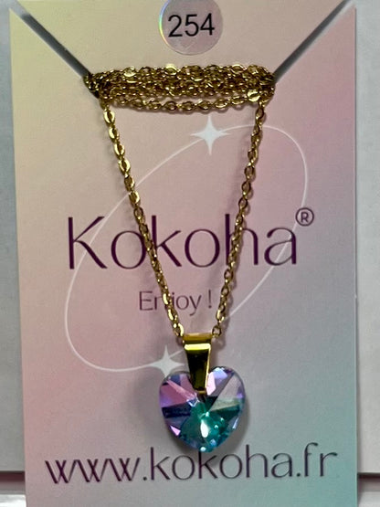 Collier Élégance cœur Cristal en Acier Inoxydable