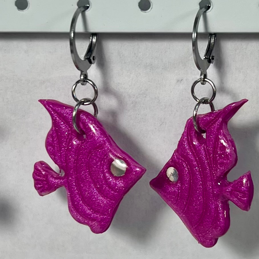 Boucles d'Oreilles Marine en Acier Inoxydable et Pâte Polymère – Coquillage , Poisson et Dauphin