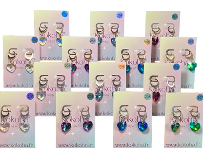 Boucles d’Oreilles Élégance Cœur Cristal en Acier Inoxydable