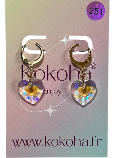 Boucles d’Oreilles Élégance Cœur Cristal en Acier Inoxydable