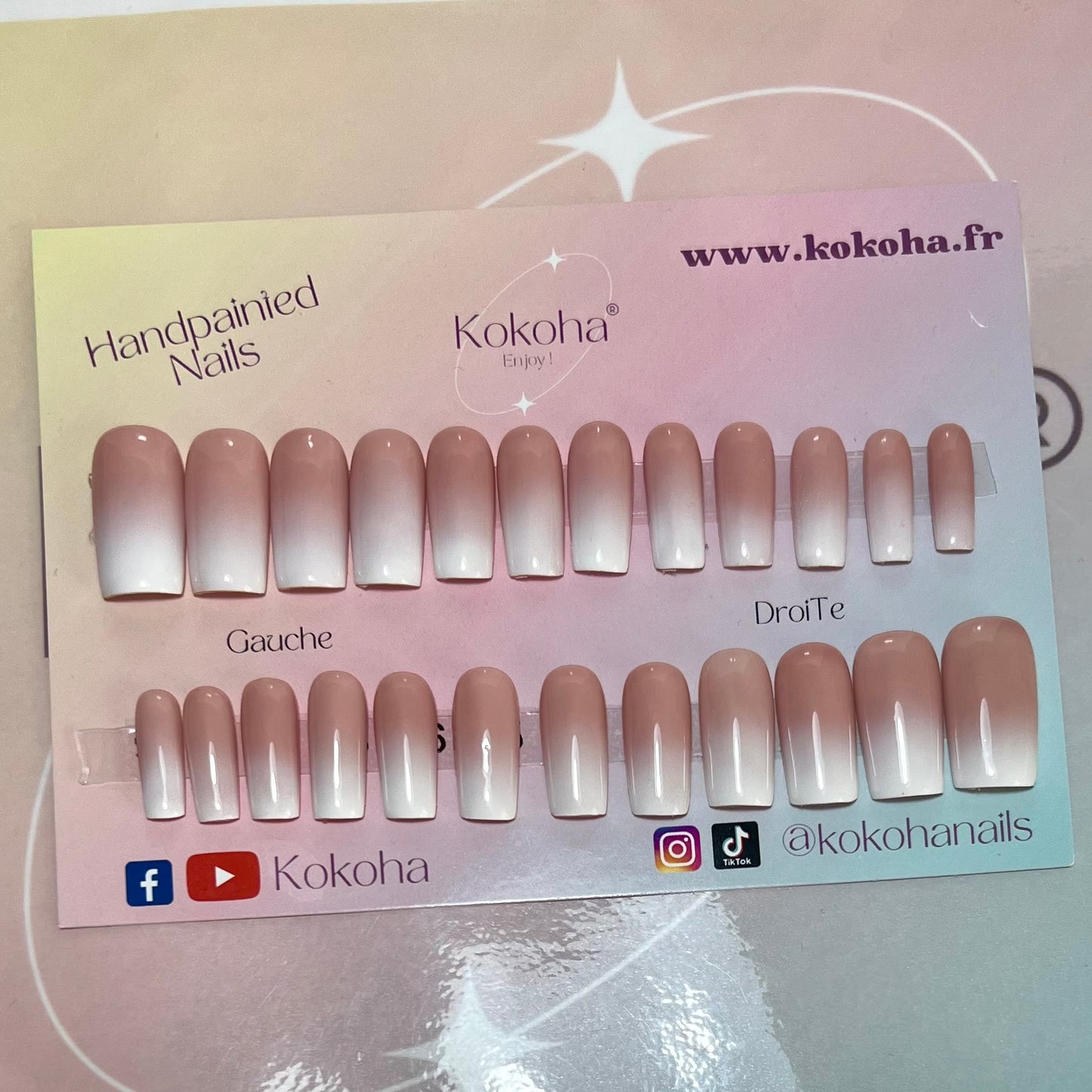 Kit Press On Nails Fast nails F003 Baby boomer brillant – Ongles parfaits en quelques minutes !