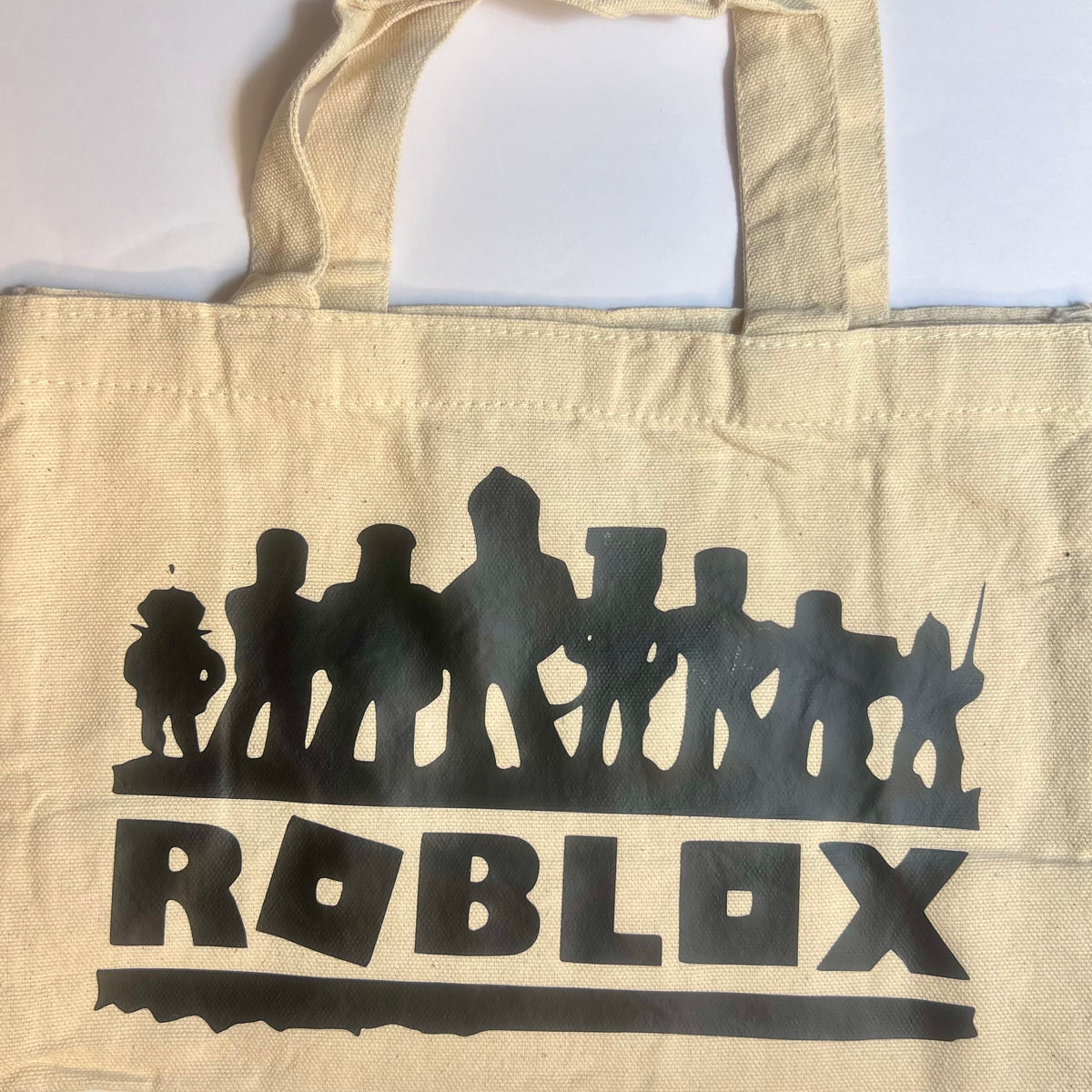 Petit sac crème en coton décoré roblox – Kokoha