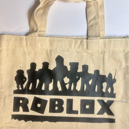 Petit sac crème en coton décoré roblox – Kokoha