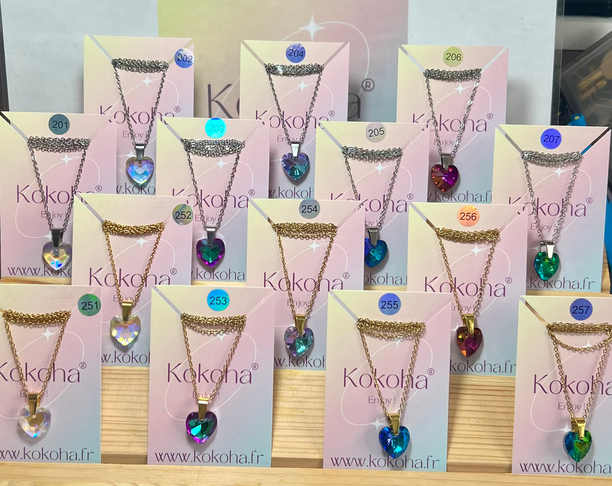 Collier Ras De Cou Cœur Birthstone Cristal Blanc - Bijou Femme Sans Allergie Avec Coffret Cadeau