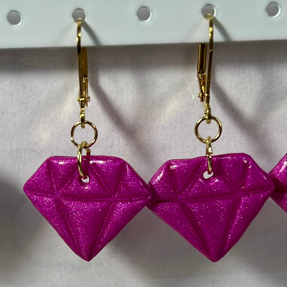 Boucles d'oreilles Diams  – acier inoxydable et pâte polymère – Diamant marbré ou métallisé