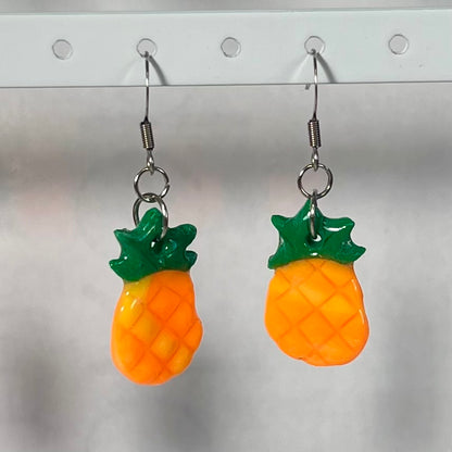 Boucles d'Oreilles Fruits en acier inoxydable fait main – Citron-Fraise-Palmier-Orange-Cerise-Ananas–Avocats- dorée ou argentée