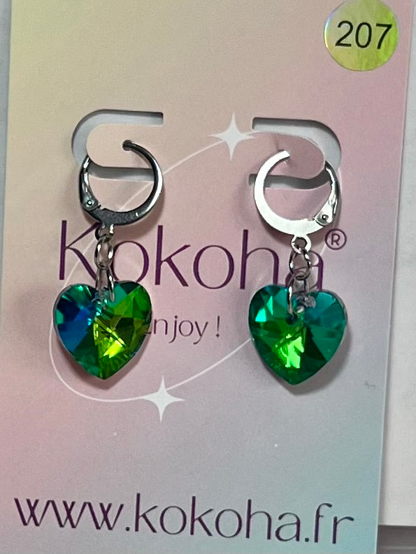 Boucles d’Oreilles Élégance Cœur Cristal en Acier Inoxydable