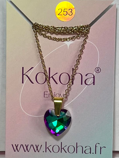 Collier Élégance cœur Cristal en Acier Inoxydable