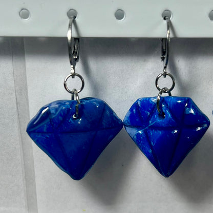 Boucles d'oreilles Diams  – acier inoxydable et pâte polymère – Diamant marbré ou métallisé