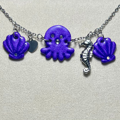 Bracelet Poulpy – Bijou marin fait main en acier inoxydable et pâte polymère métallisée (4 coloris)