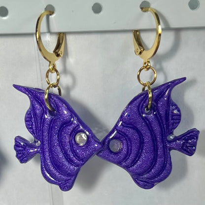 Boucles d'Oreilles Marine en Acier Inoxydable et Pâte Polymère – Coquillage , Poisson et Dauphin