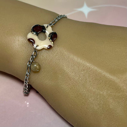 Bracelets Flora – Fleurs en pâte polymère et pierres fines/Strass sur acier inoxydable