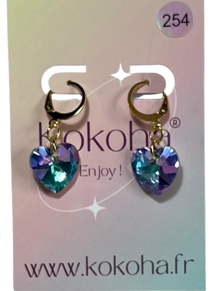 Boucles d’Oreilles Élégance Cœur Cristal en Acier Inoxydable