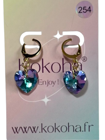 Boucles d’Oreilles Élégance Cœur Cristal en Acier Inoxydable