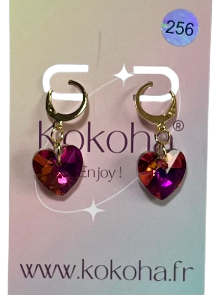 Boucles d’Oreilles Élégance Cœur Cristal en Acier Inoxydable