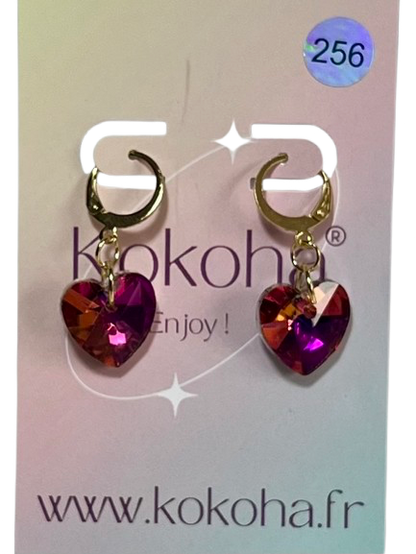 Boucles d’Oreilles Élégance Cœur Cristal en Acier Inoxydable