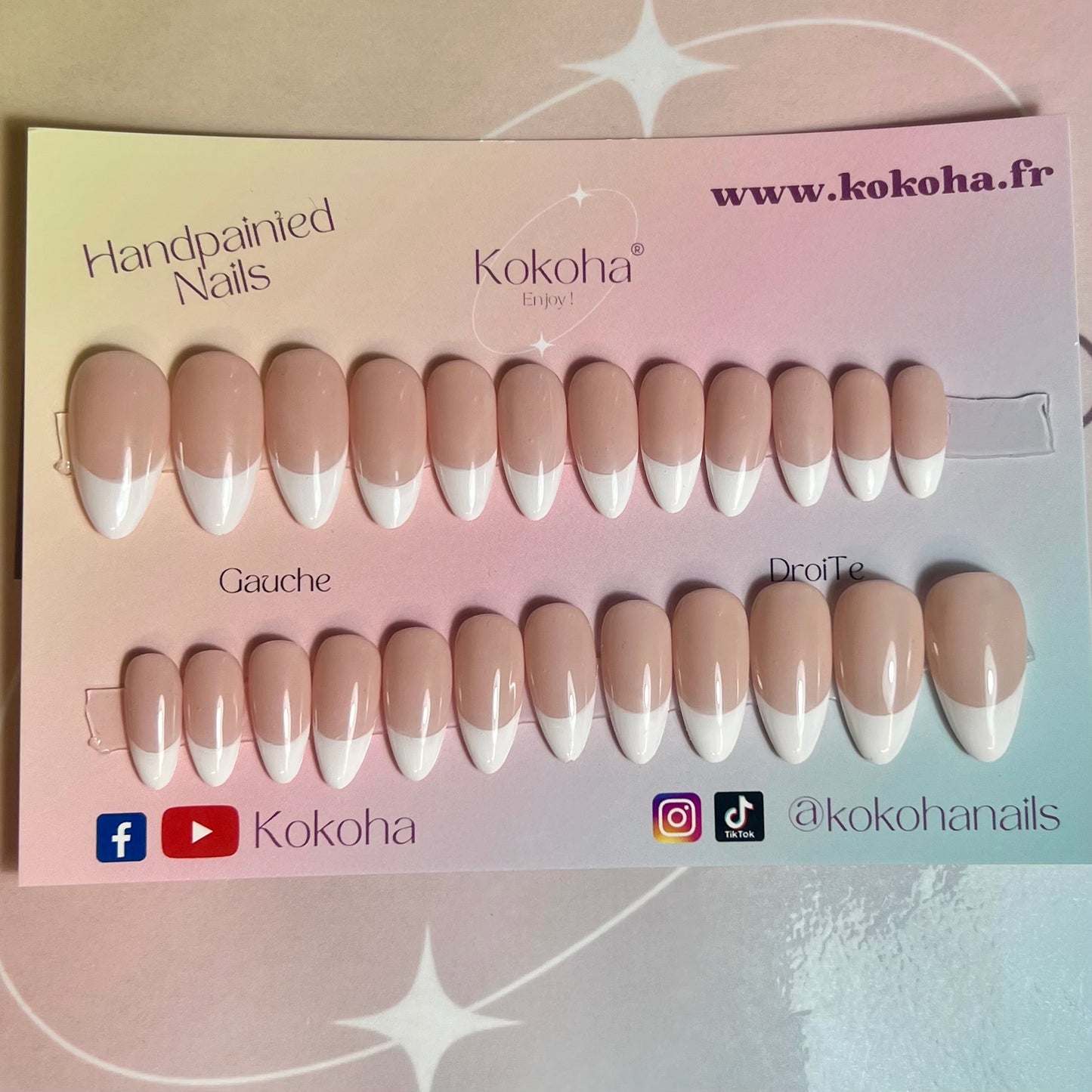 Kit Press On Nails Fast nails F013 French classique brillant – Ongles parfaits en quelques minutes !