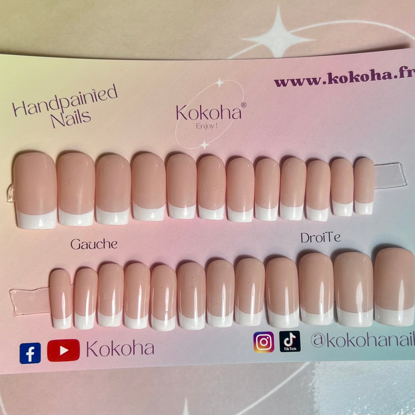 Kit Press On Nails Fast nails F013 French classique brillant – Ongles parfaits en quelques minutes !