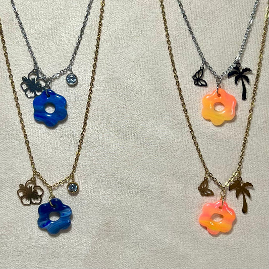 Collier Flora – Bijou Fait Main en Acier Inoxydable et Pâte Polymère