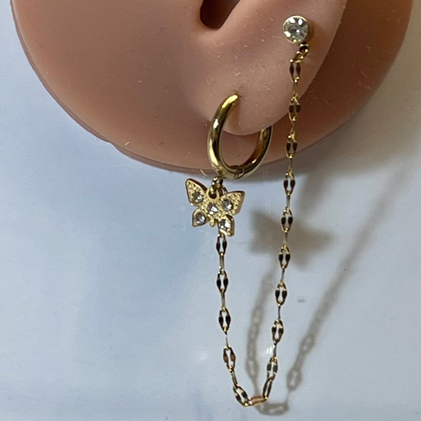Mono Boucle d’Oreilles en Acier Inoxydable B051 – Doré ou Argenté | Hypoallergéniques et Résistantes à l’Eau