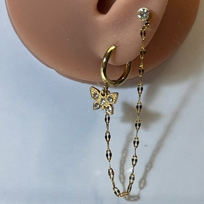 Mono Boucle d’Oreilles en Acier Inoxydable B051 – Doré ou Argenté | Hypoallergéniques et Résistantes à l’Eau