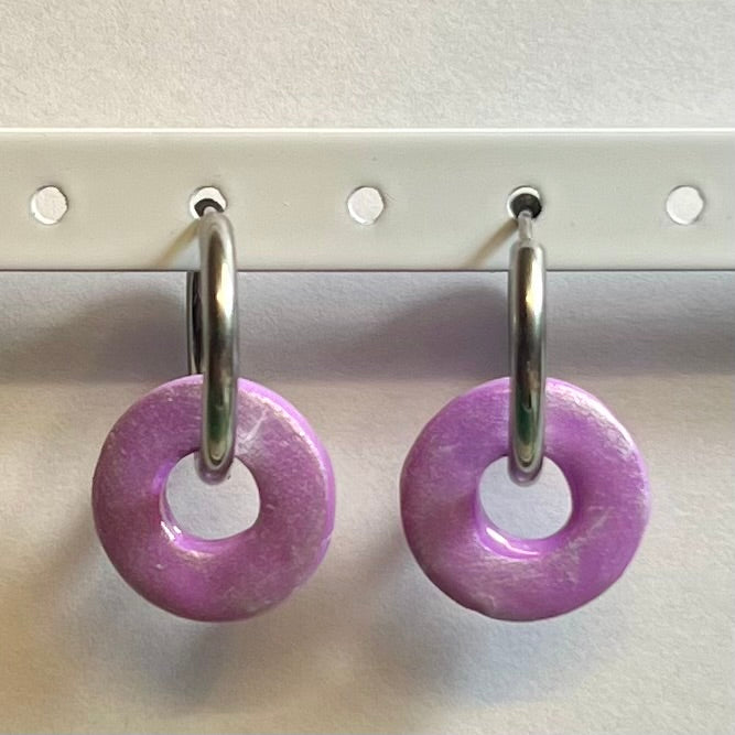 Pampilles Halo (20mm) – Paires de pampilles en pâte polymère nacrée pastel (sans créoles)