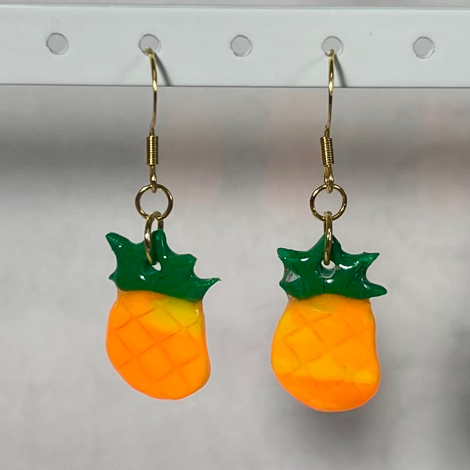 Boucles d'Oreilles Fruits en acier inoxydable fait main – Citron-Fraise-Palmier-Orange-Cerise-Ananas–Avocats- dorée ou argentée