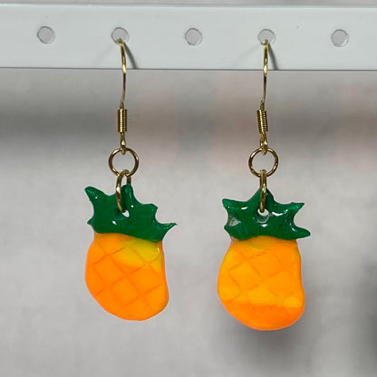 Boucles d'Oreilles Fruits en acier inoxydable fait main – Citron-Fraise-Palmier-Orange-Cerise-Ananas–Avocats- dorée ou argentée