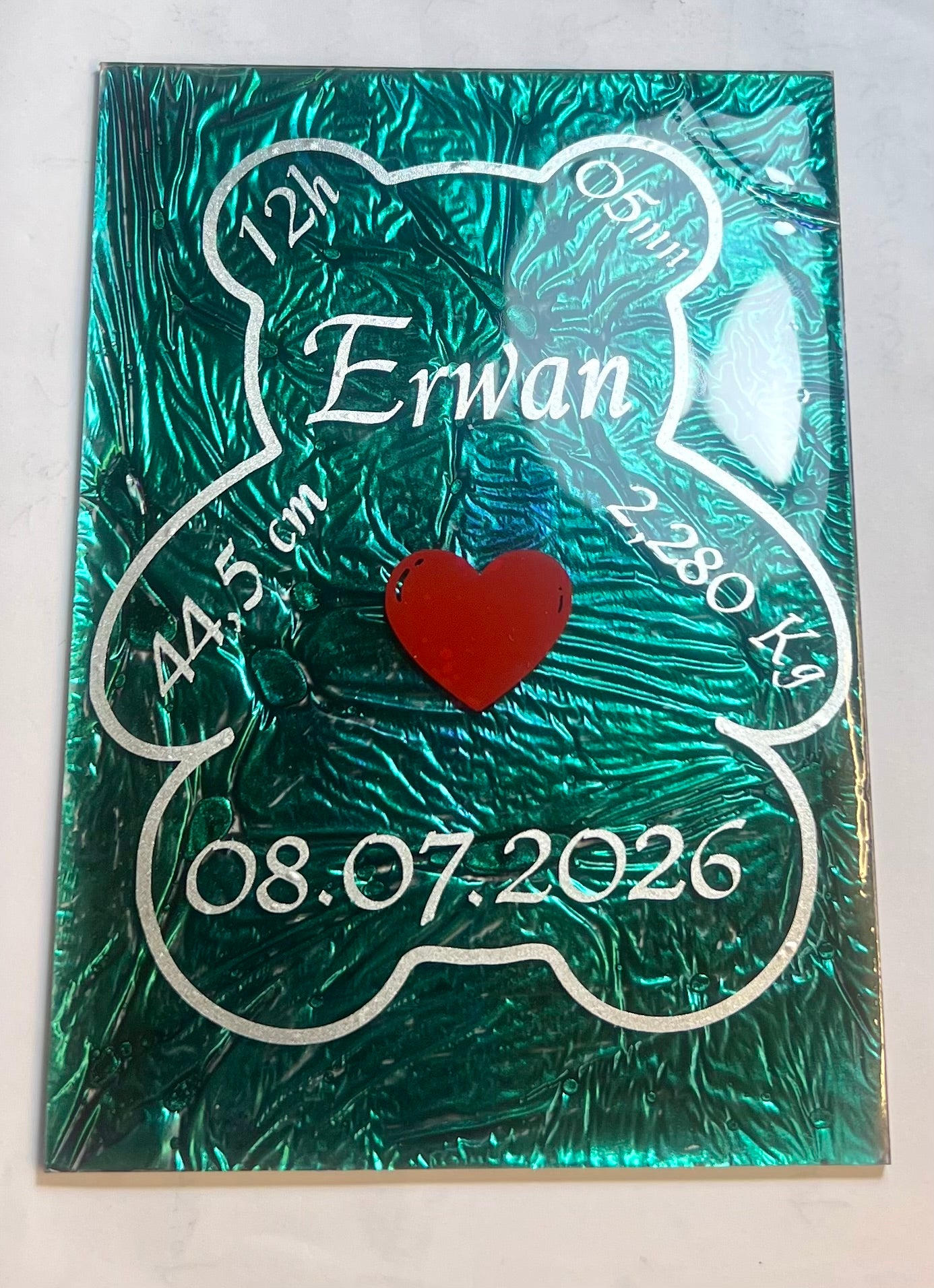 Plaque Plexiglas Personnalisée Calendrier – Cadeau Date Spéciale avec Strass et Résine | Format 10x15 cm