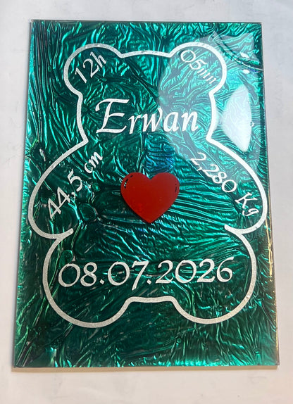 Plaque Plexiglas Personnalisée Calendrier – Cadeau Date Spéciale avec Strass et Résine | Format 10x15 cm