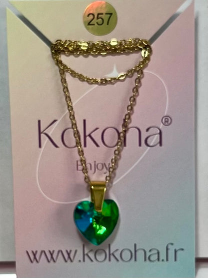 Collier Élégance cœur Cristal en Acier Inoxydable