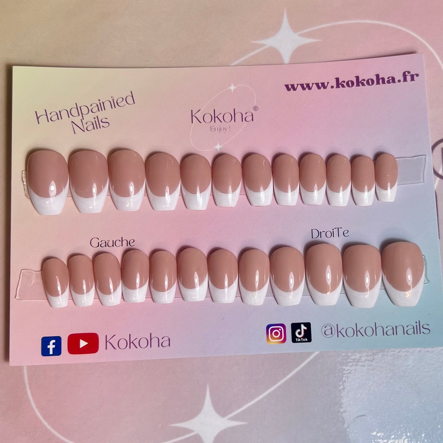 Kit Press On Nails Fast nails F013 French classique brillant – Ongles parfaits en quelques minutes !
