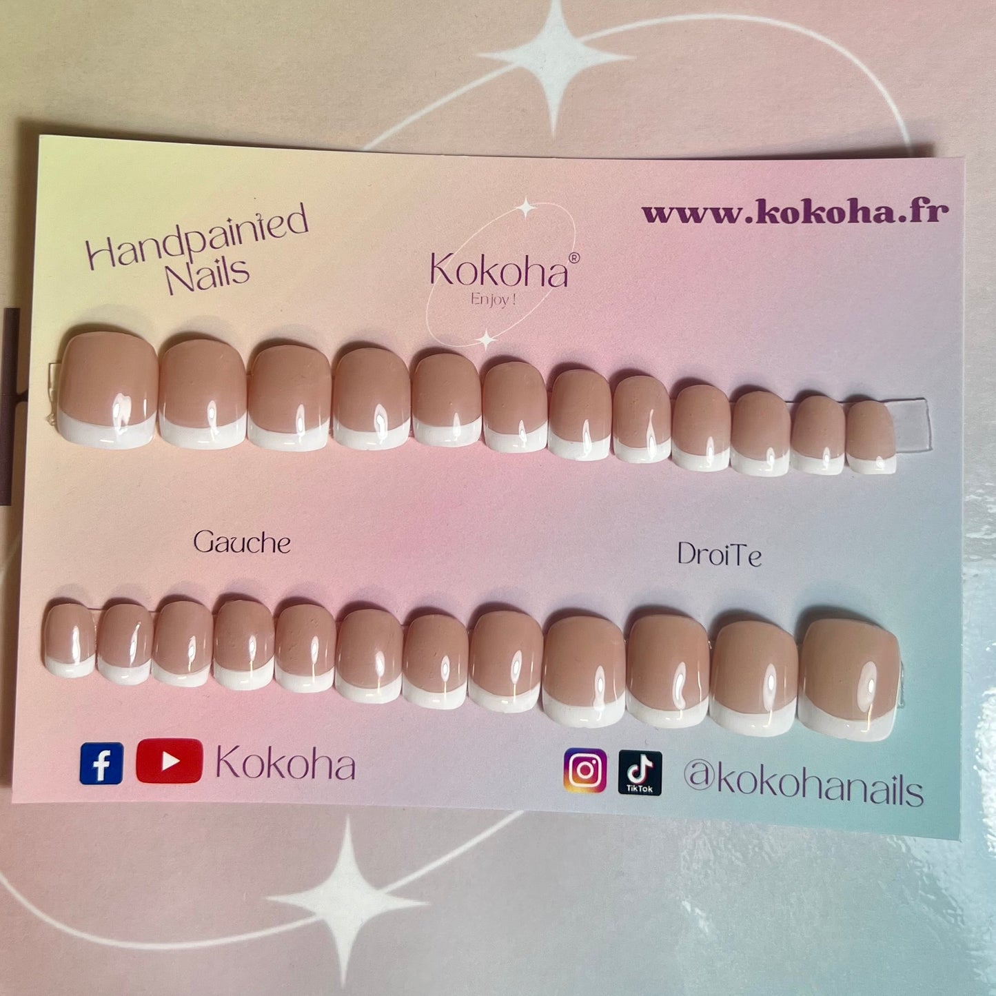Kit Press On Nails Fast nails F013 French classique brillant – Ongles parfaits en quelques minutes !