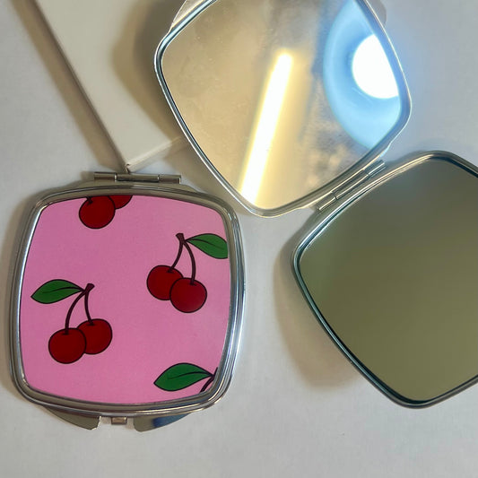 Petit Miroir de Poche Design M001 Cerise – Miroir Compact Portable et Original