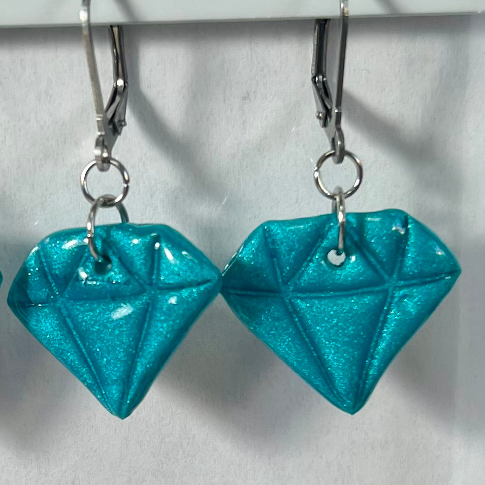 Boucles d'oreilles Diams  – acier inoxydable et pâte polymère – Diamant marbré ou métallisé