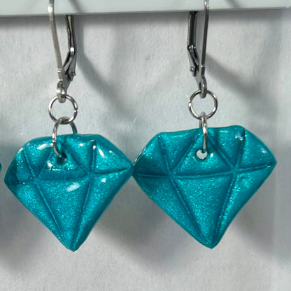 Boucles d'oreilles Diams  – acier inoxydable et pâte polymère – Diamant marbré ou métallisé