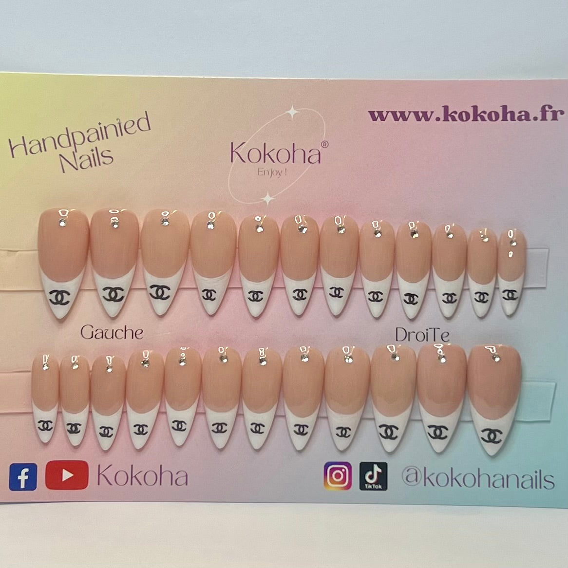 Capsules Fast Nails F016 French chic ornées de strass