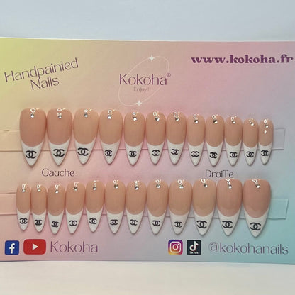 Capsules Fast Nails F016 French chic ornées de strass