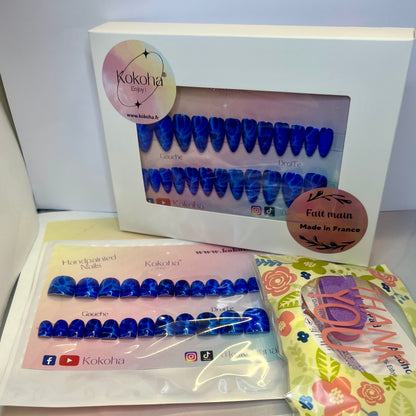 Kit Fast Nails Kokoha F011 éclair bleu brillant avec accessoires de pose