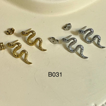 Boucles d’Oreilles en Acier Inoxydable B031 – Doré ou Argenté | Hypoallergéniques et Résistantes à l’Eau