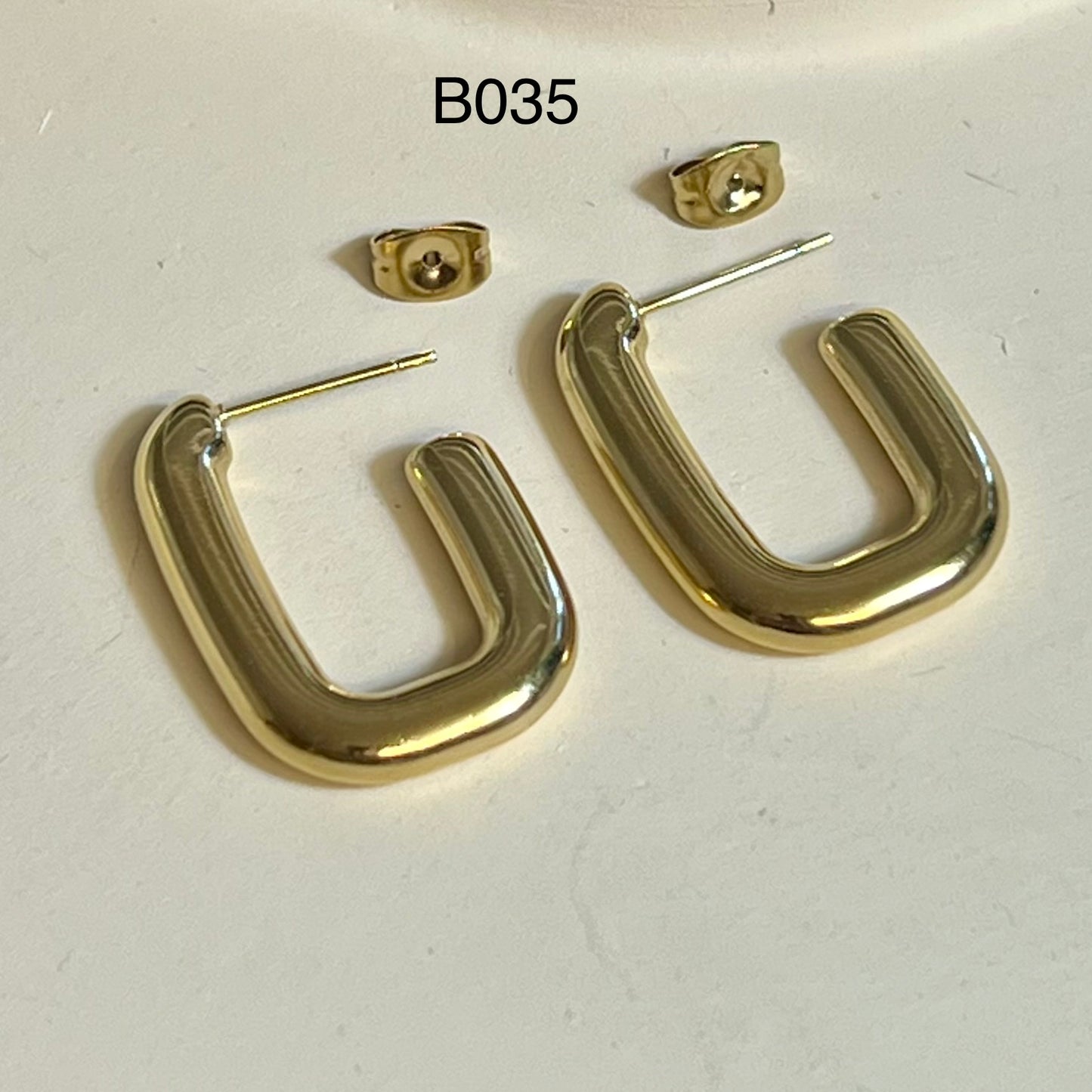 Boucles d’Oreilles en Acier Inoxydable B035 – Doré ou Argenté | Hypoallergéniques et Résistantes à l’Eau